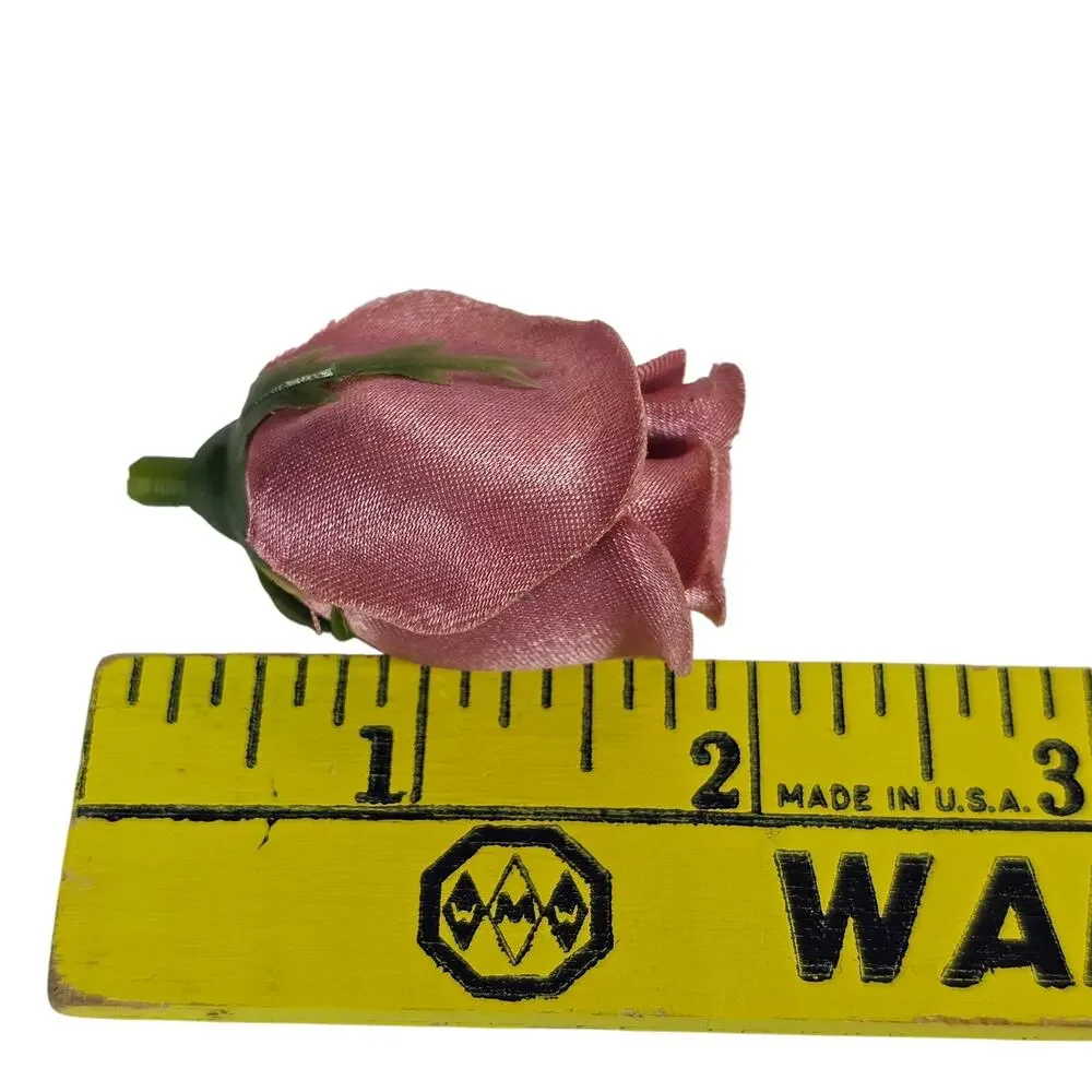 50 Mauve Pink Satin Rose Buds Stemless Wedding Floral Craft DIY 2 inch